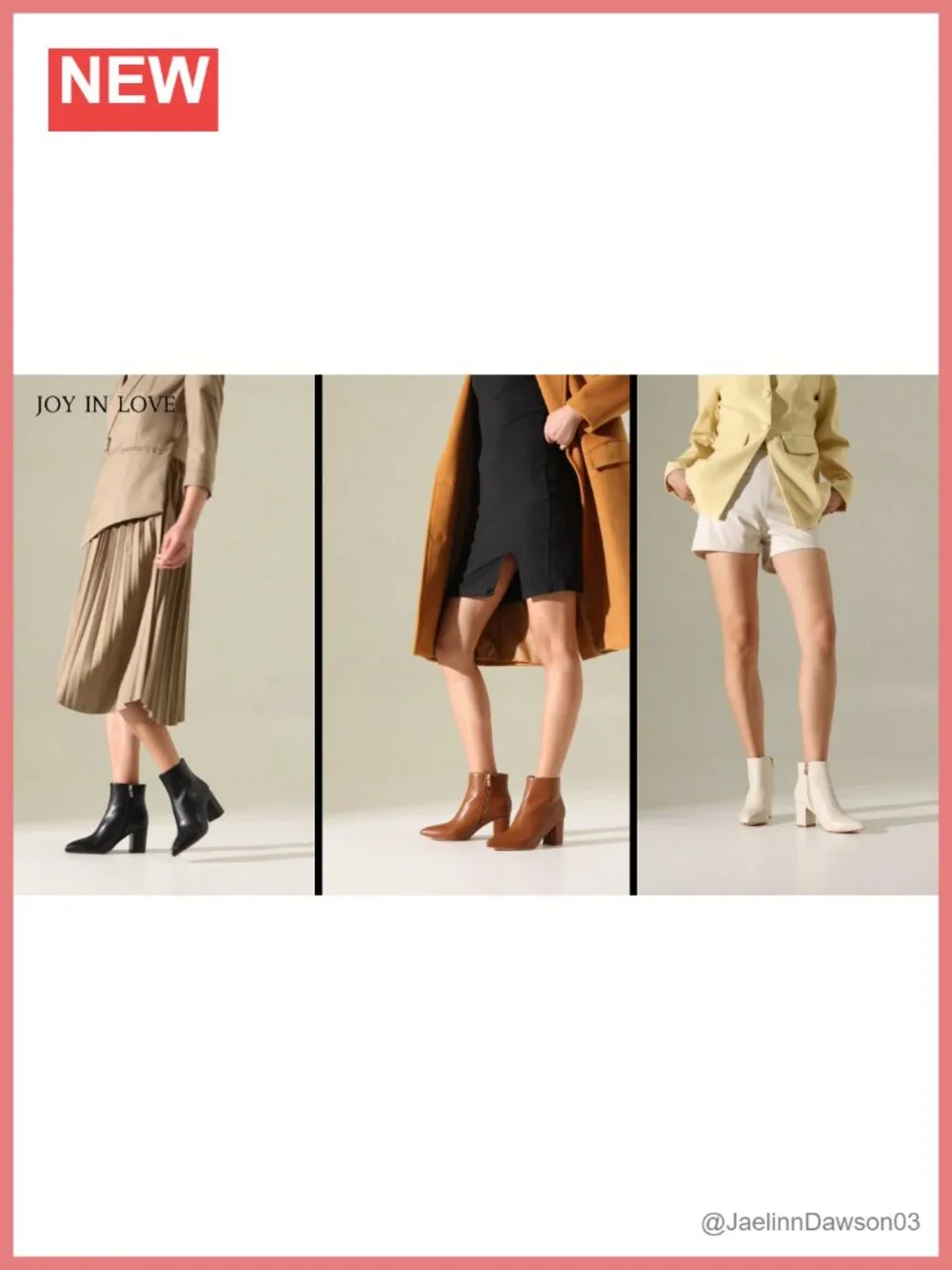 JOY IN LOVE Women's Ankle Boots Chunky Block Heel Pointed Toe Zipper Booties